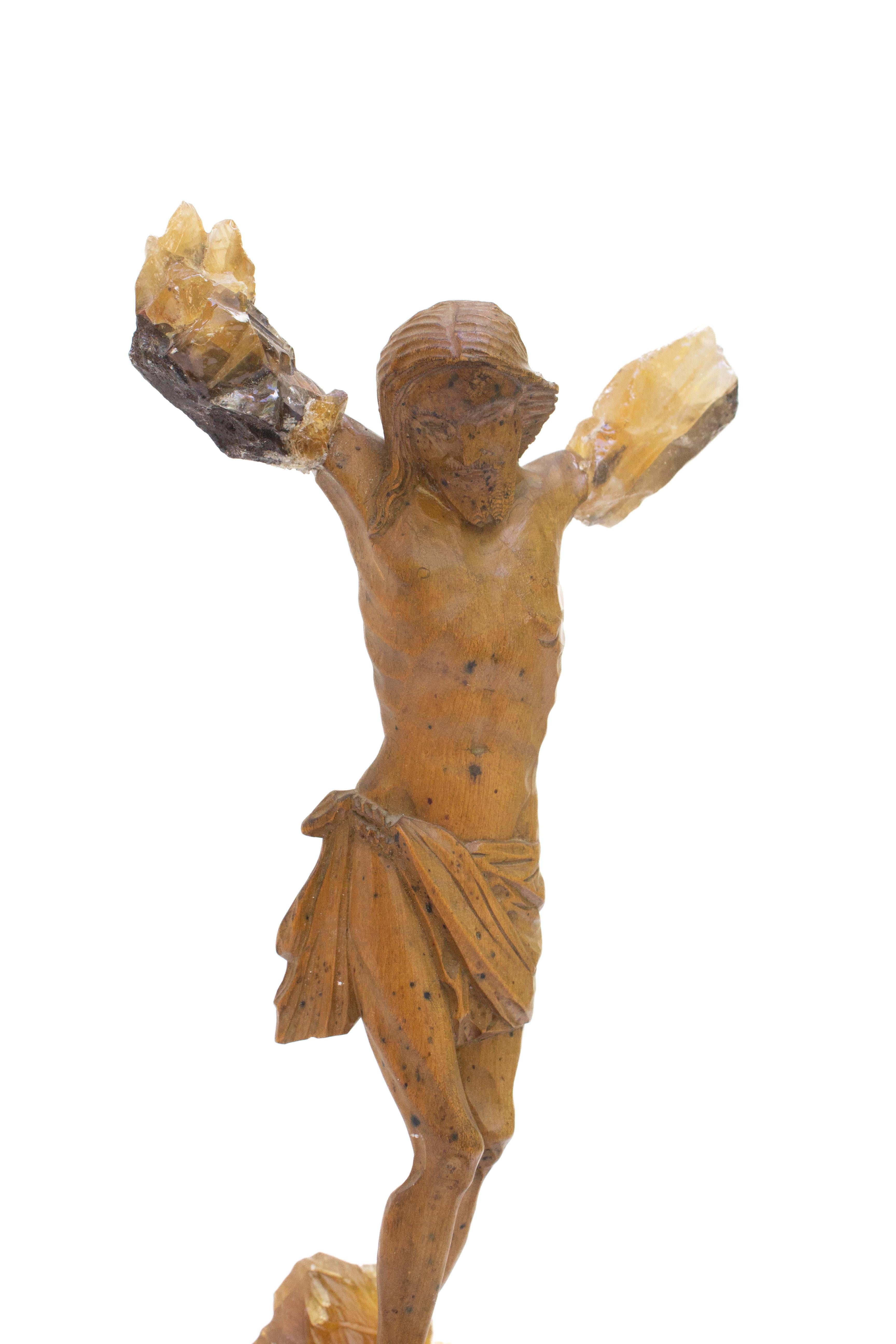 Sculptural 18th Century Italian Figure of Christ on Honey Calcite In Good Condition In Dublin, Dalkey