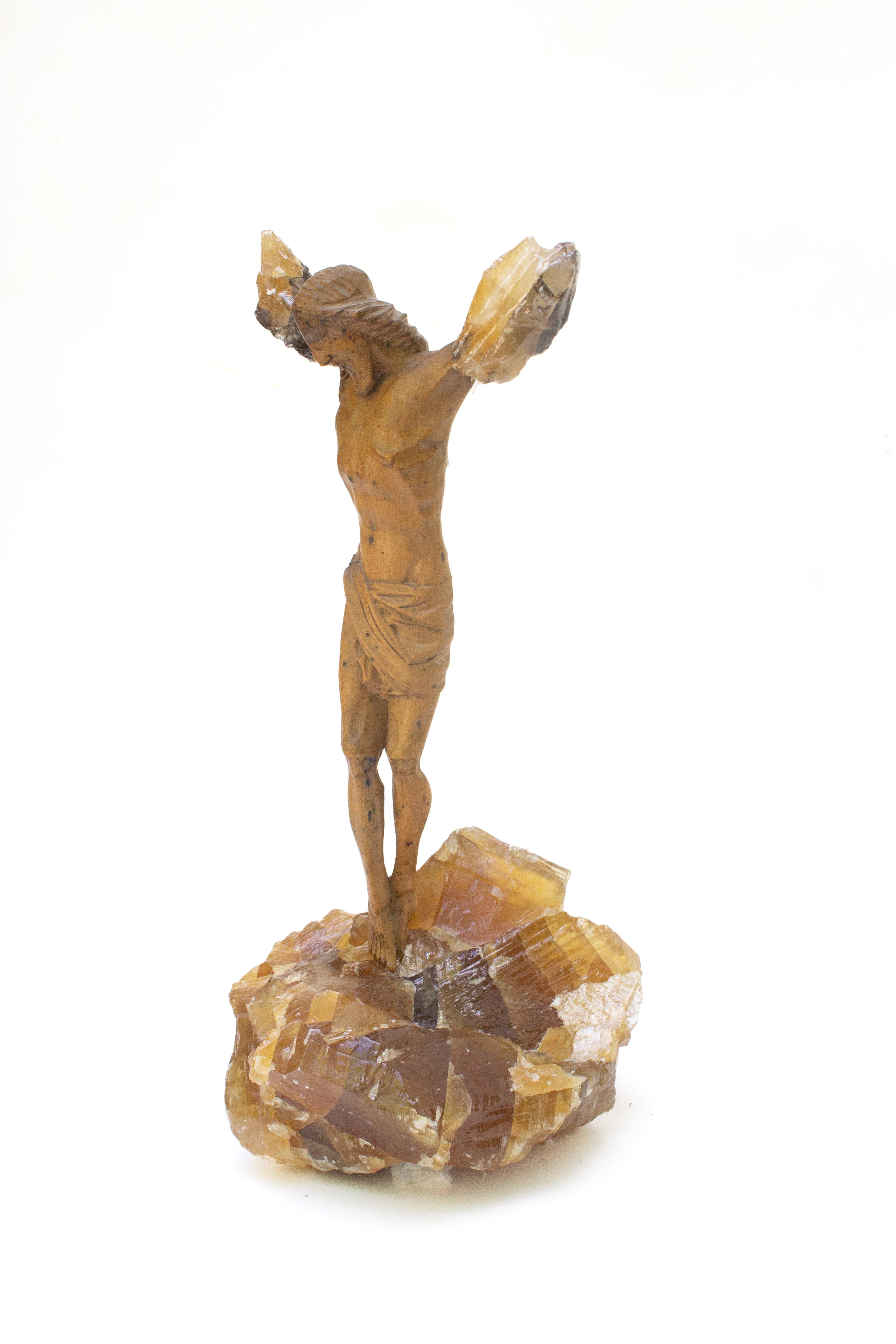 18th Century and Earlier Sculptural 18th Century Italian Figure of Christ on Honey Calcite