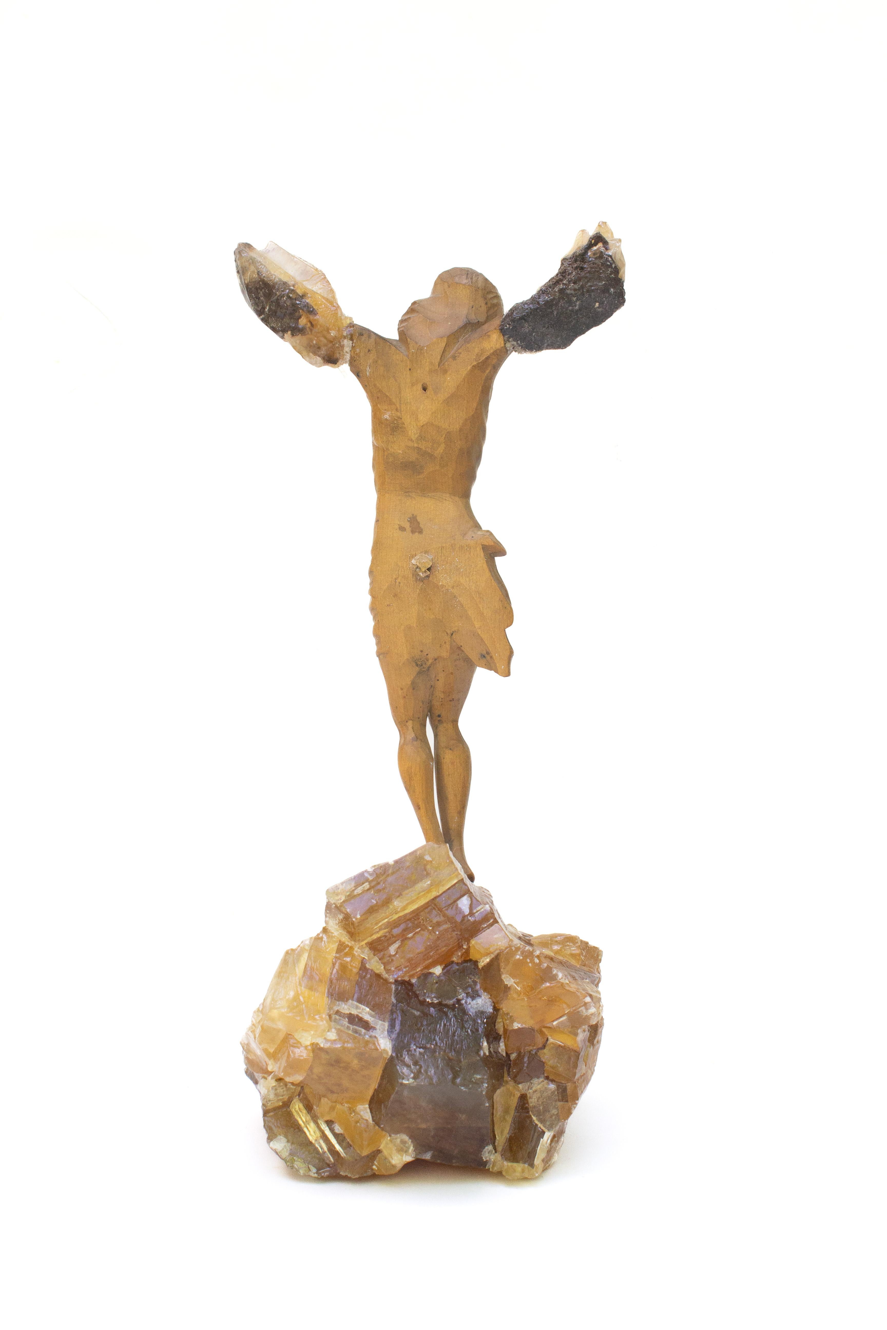 Sculptural 18th Century Italian Figure of Christ on Honey Calcite 2