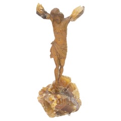 Sculptural 18th Century Italian Figure of Christ on Honey Calcite
