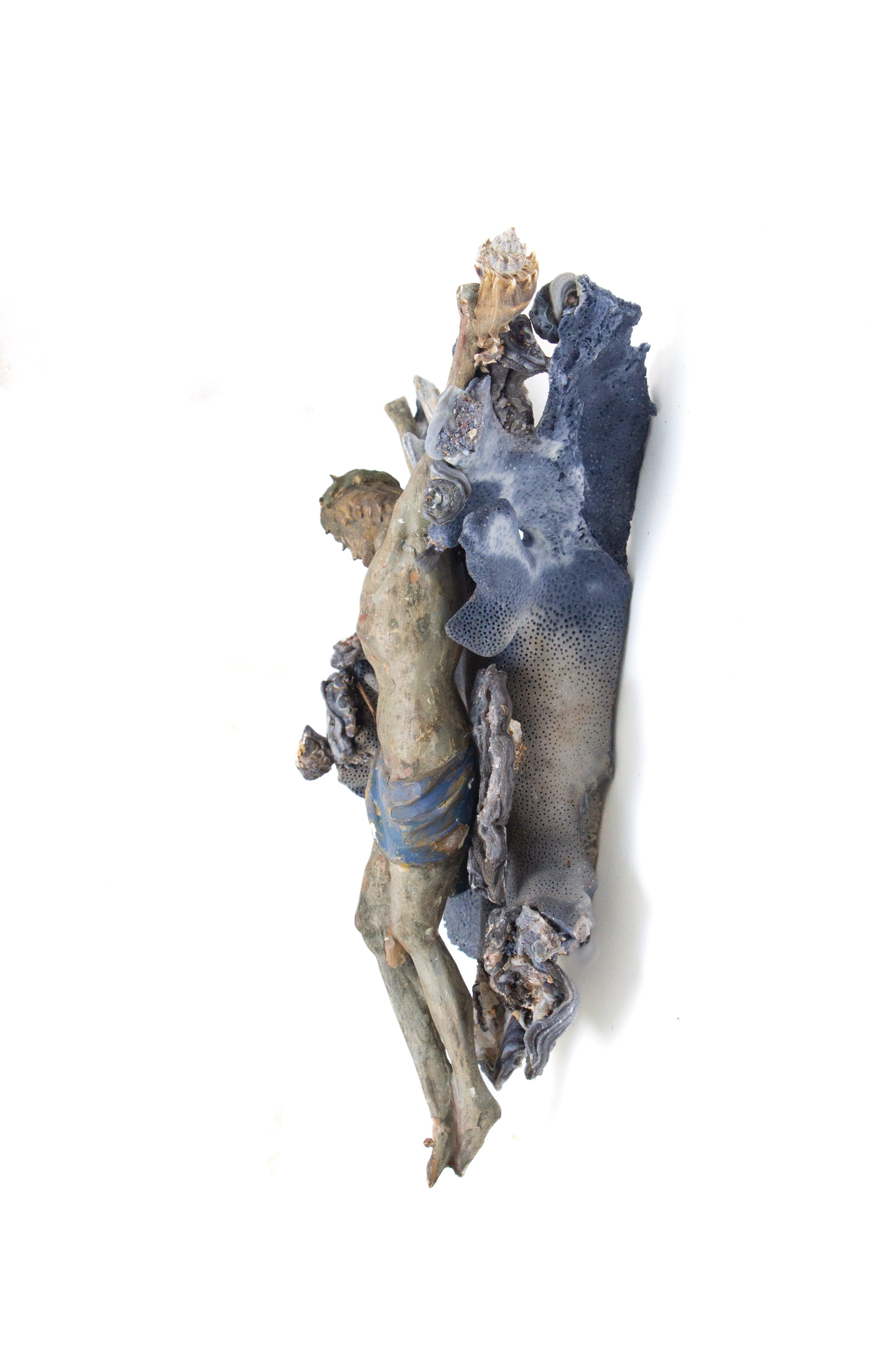 18th Century and Earlier Sculptural 18th Century Italian Figure of Christ with Blue Coral and Chalcedony