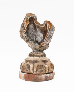 Base sculpturale italienne du 18ème siècle avec corail agatisé sur agate