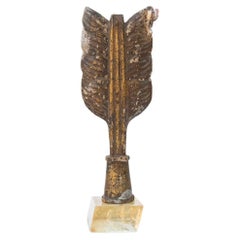 Sculptural 18th Century Italian Mecca Gilt Arrow on a Polished Calcite Base