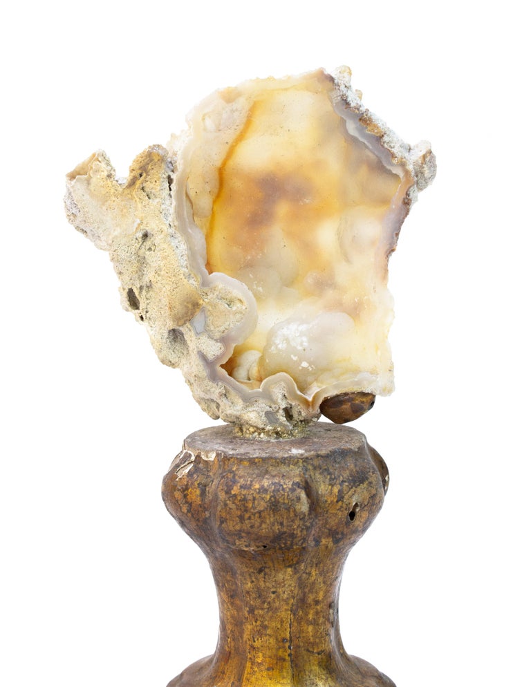 Rococo Sculptural 18th Century Italian Miniature Mecca Fragment with Fossil Agate Coral For Sale