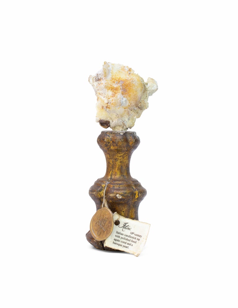 Sculptural 18th Century Italian Miniature Mecca Fragment with Fossil Agate Coral In Good Condition For Sale In Dublin, Dalkey