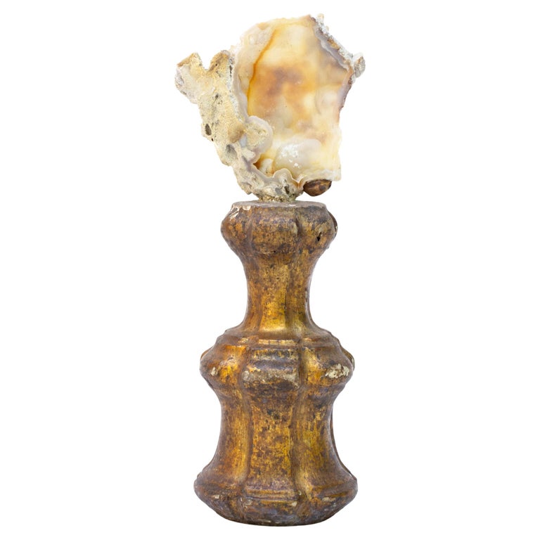 Sculptural 18th Century Italian Miniature Mecca Fragment with Fossil Agate Coral For Sale