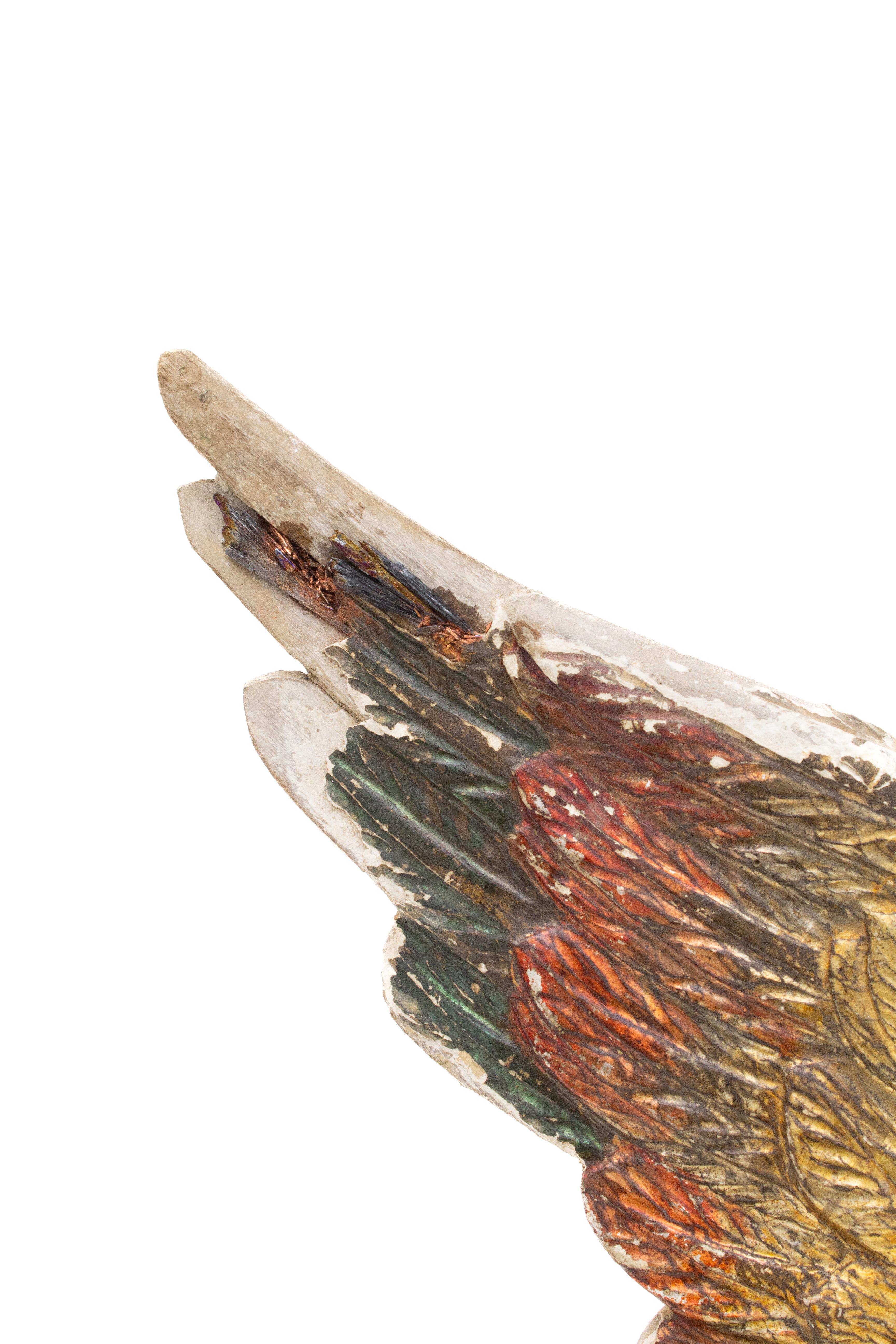 Skulpturaler mehrfarbiger italienischer Engelsflügel aus Chalcopyrit und Kyanit aus dem 18. Jahrhundert (Handgeschnitzt) im Angebot
