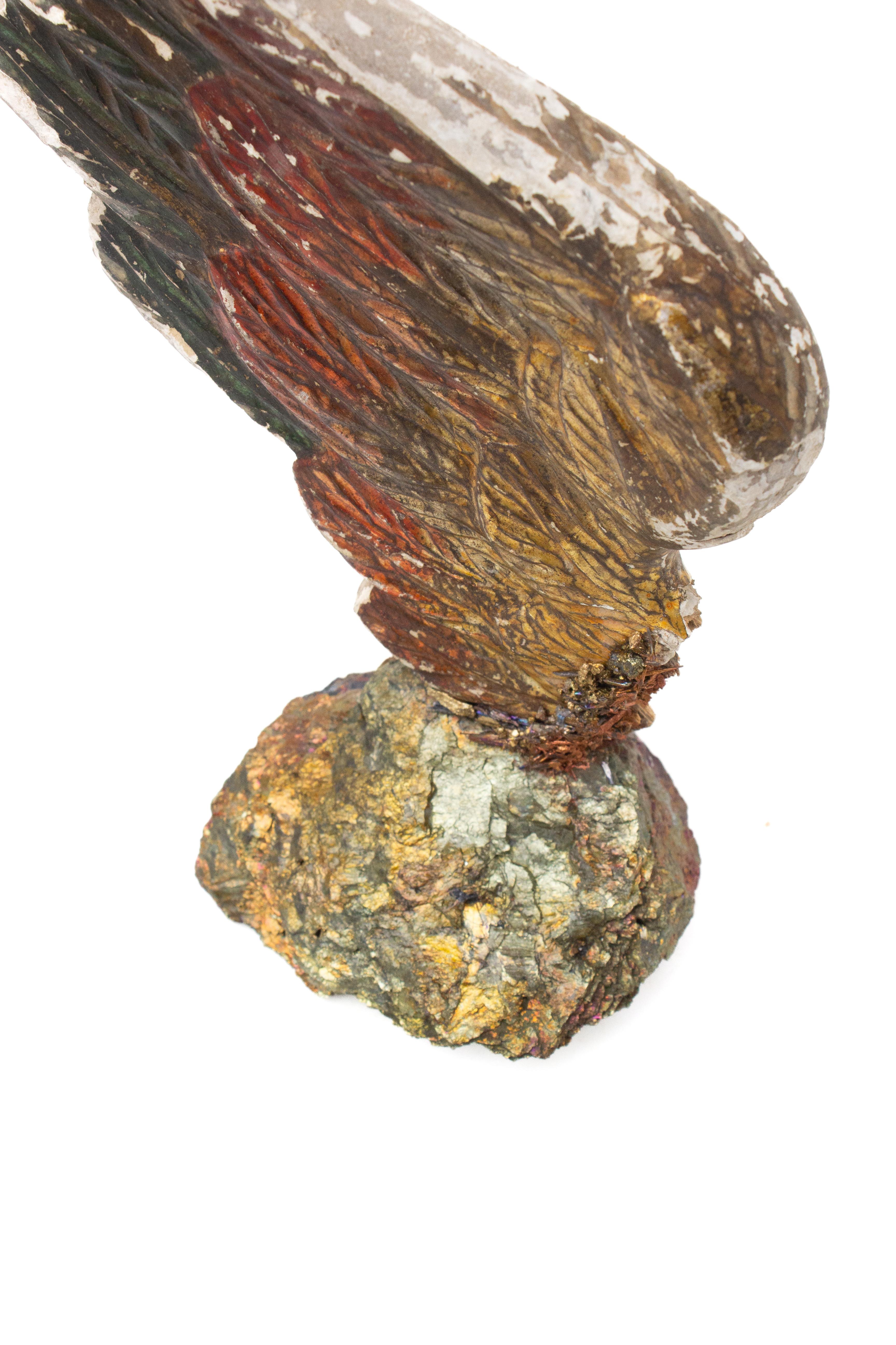 18th Century and Earlier Sculptural 18th Century Multi-color Italian Angel Wing on Chalcopyrite & Kyanite For Sale