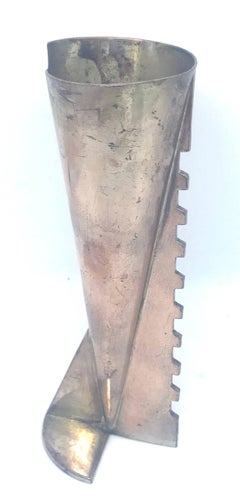 Sculptural 1940s Art Deco Silverplate Vase, Japan