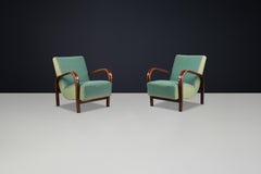 Sculptural 1940s Bentwood Armchairs Koželka & Kropáček with Original Upholstery.