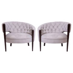 Sculptural 1940s Diamond Tufted Lounge Chairs