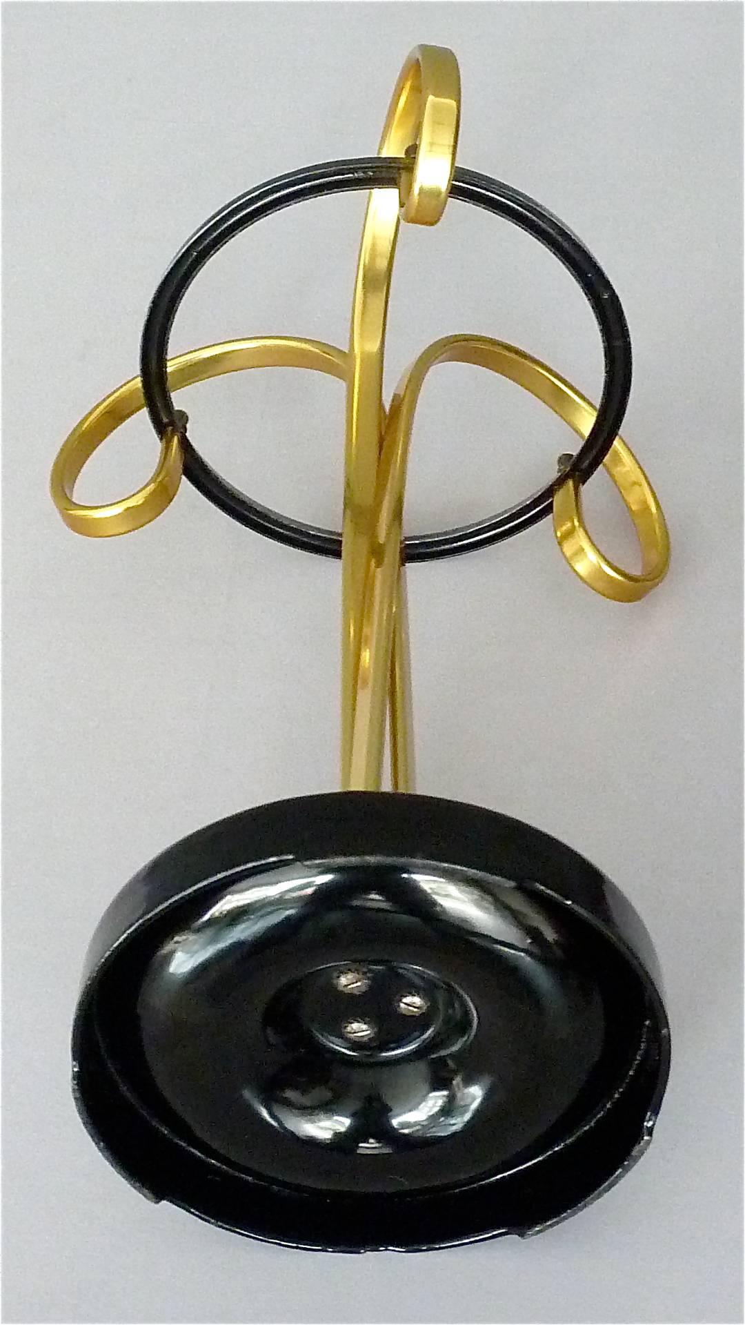Sculptural 1950s Midcentury Umbrella Stand Golden Anodized Aluminum Black Iron For Sale 9