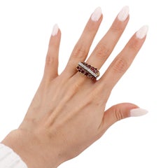 Sculptural 1960 18kt Gold Ring with Diamonds and Rubies