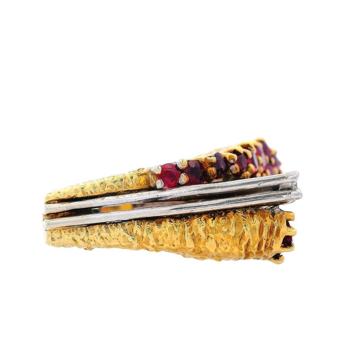 Bague sculpturale en or 18 carats avec diamants et rubis, 1960 en vente 1