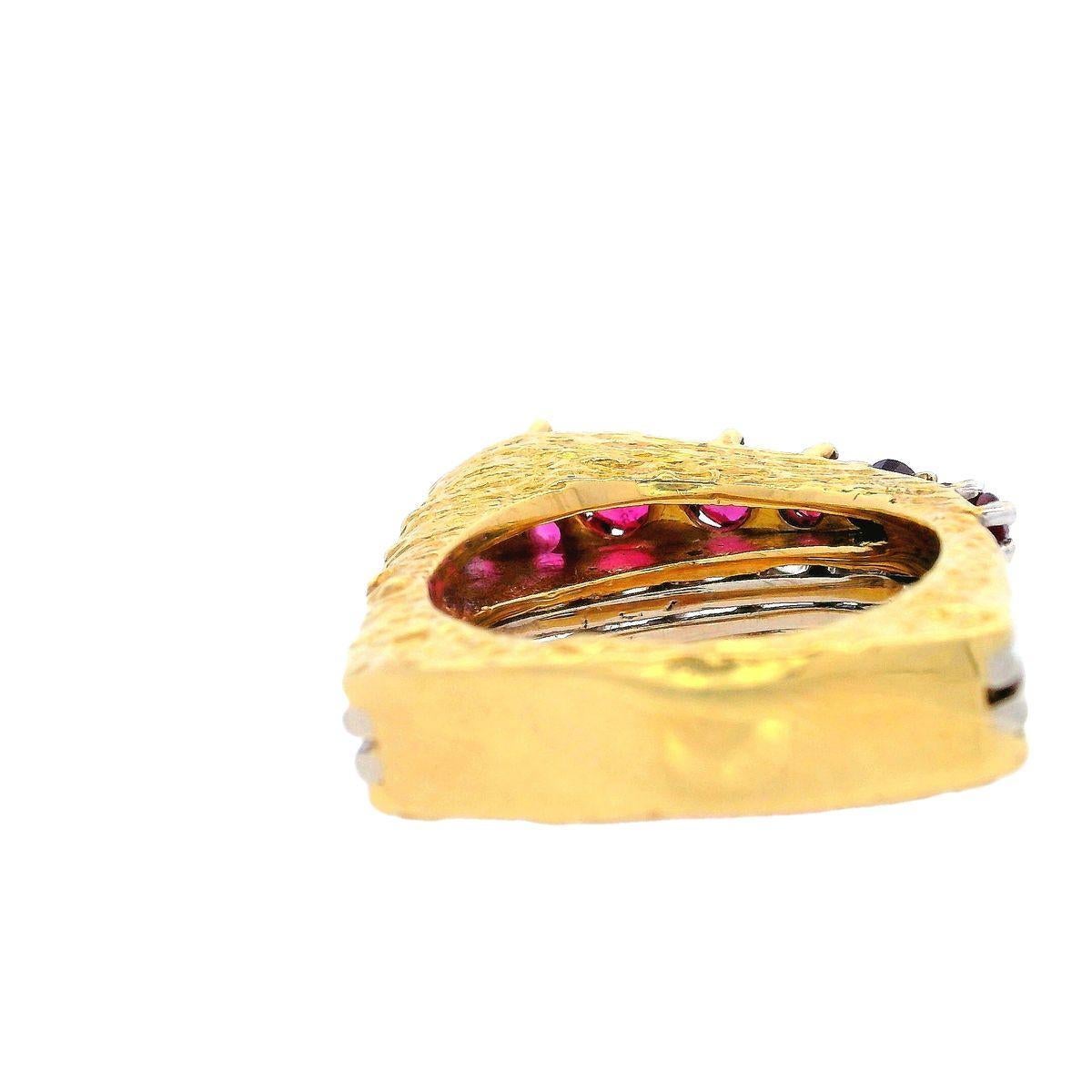 Bague sculpturale en or 18 carats avec diamants et rubis, 1960 en vente 2