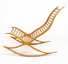 Sculptural 1960s Wishbone Rocking Chair In Oak By Robin Williams