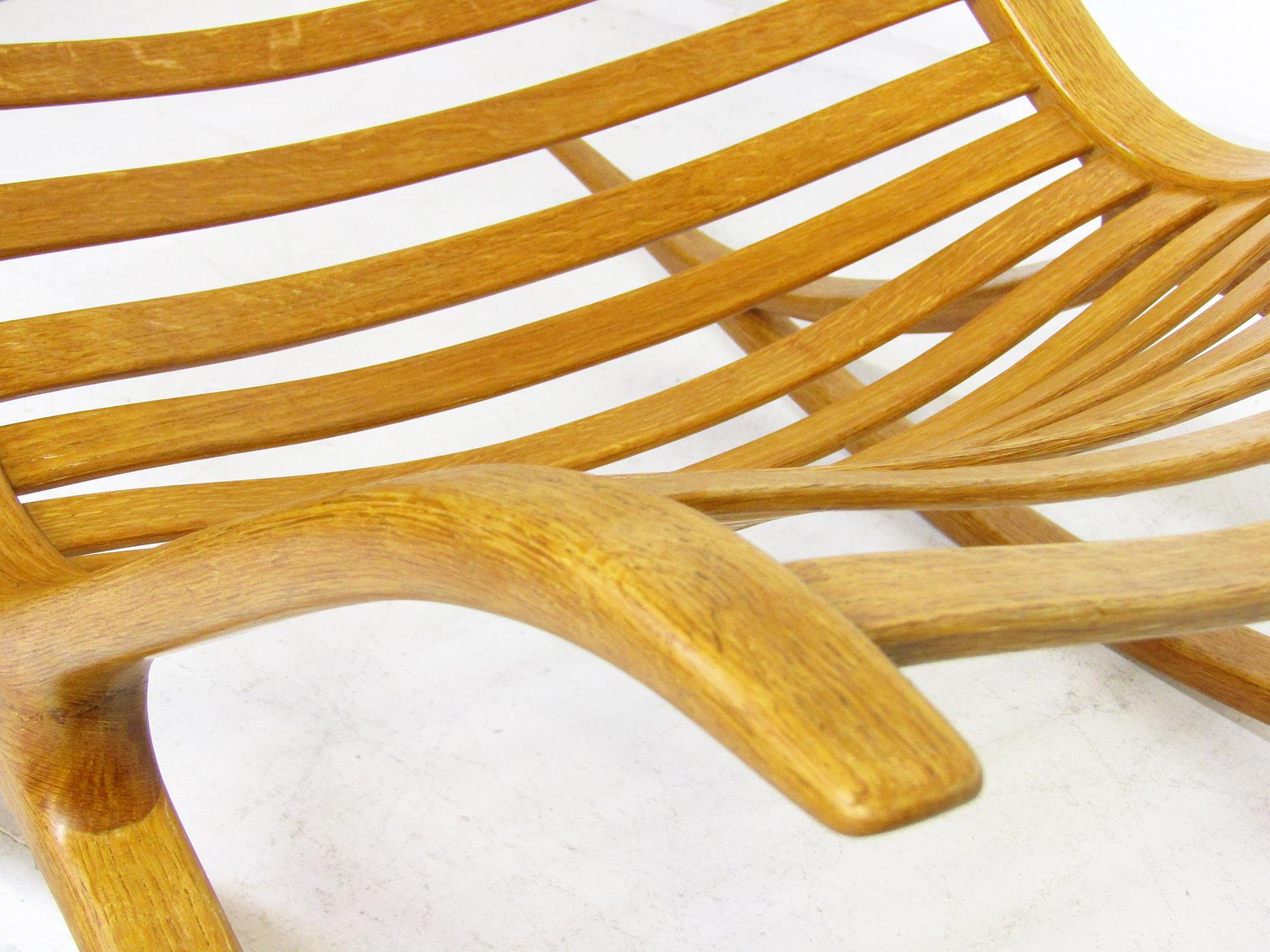 Sculptural 1960s Wishbone Rocking Chair In Oak By Robin Williams In Good Condition For Sale In Shepperton, Surrey