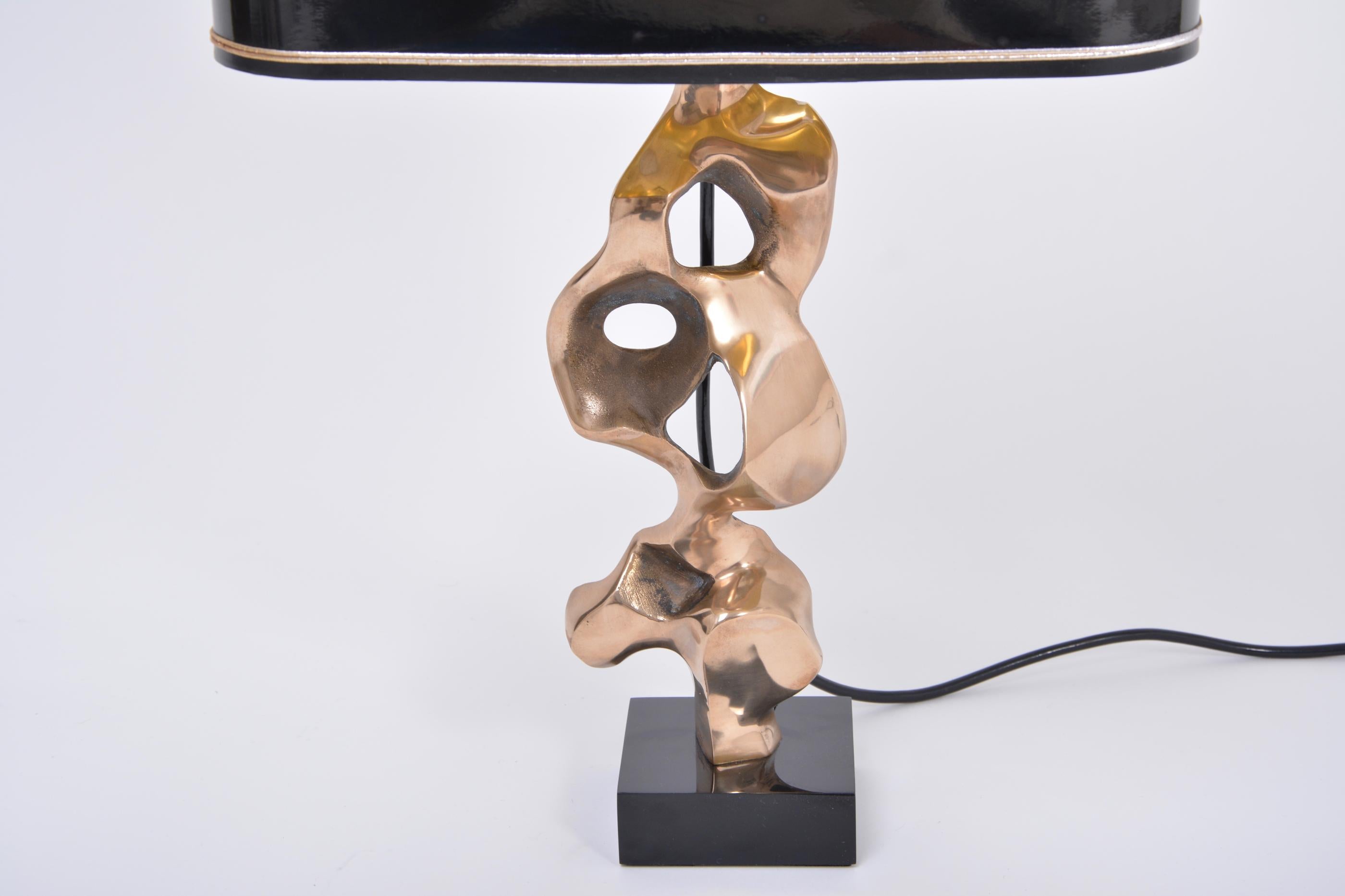 Lampe de table sculpturale française en bronze des années 1970 par Michel Jaubert  en vente 1