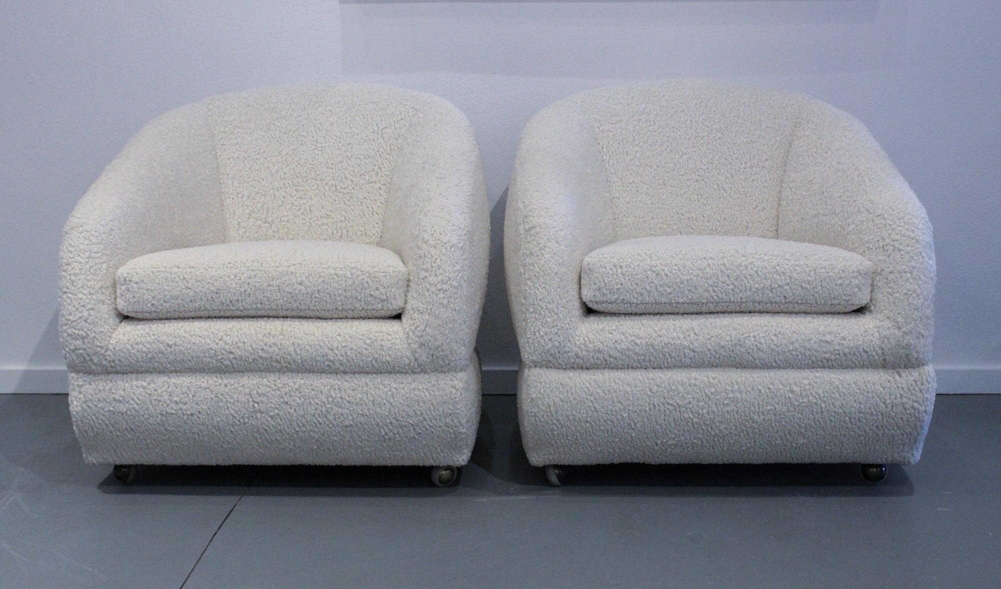 Sculptural 1970s  Lounge Chairs in Boucle 2