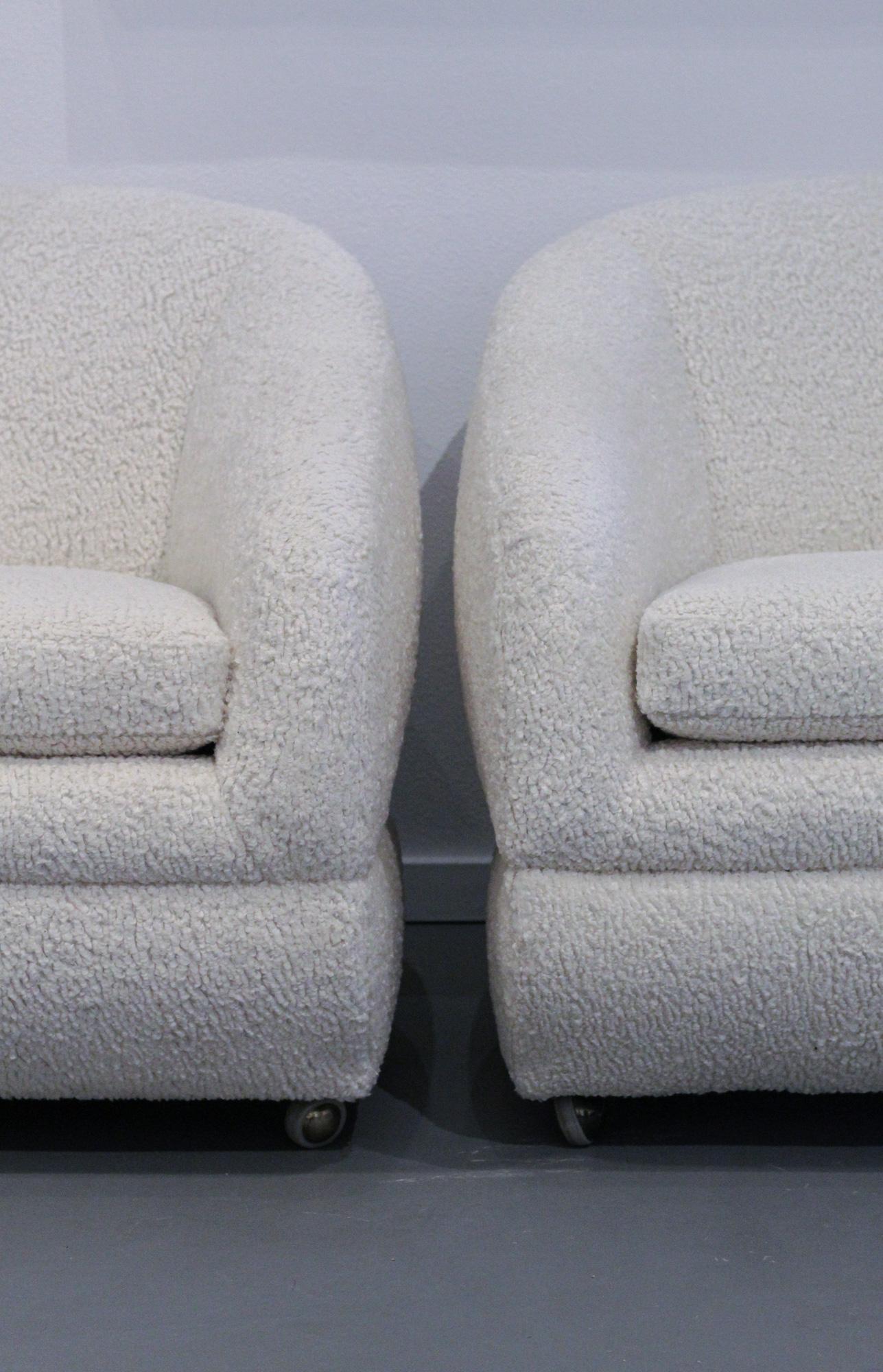 Sculptural 1970s  Lounge Chairs in Boucle 3