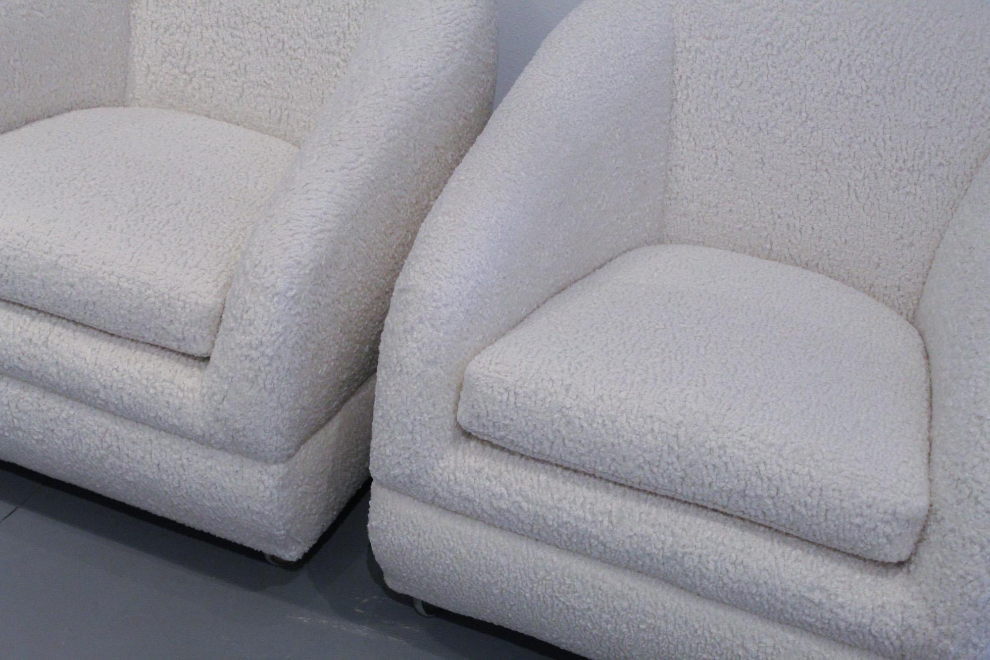 Sculptural 1970s  Lounge Chairs in Boucle 4