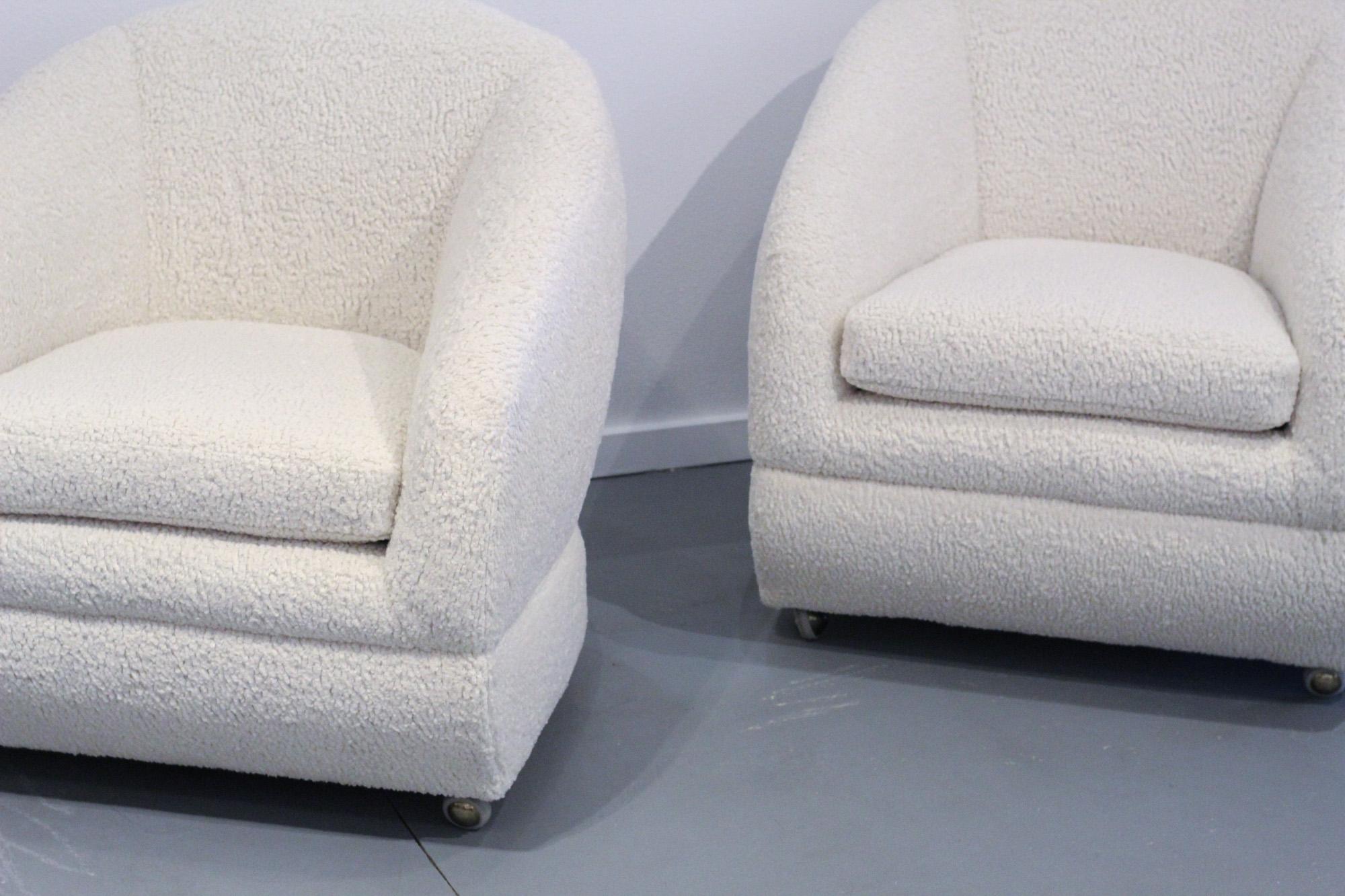 Sculptural 1970s  Lounge Chairs in Boucle 7