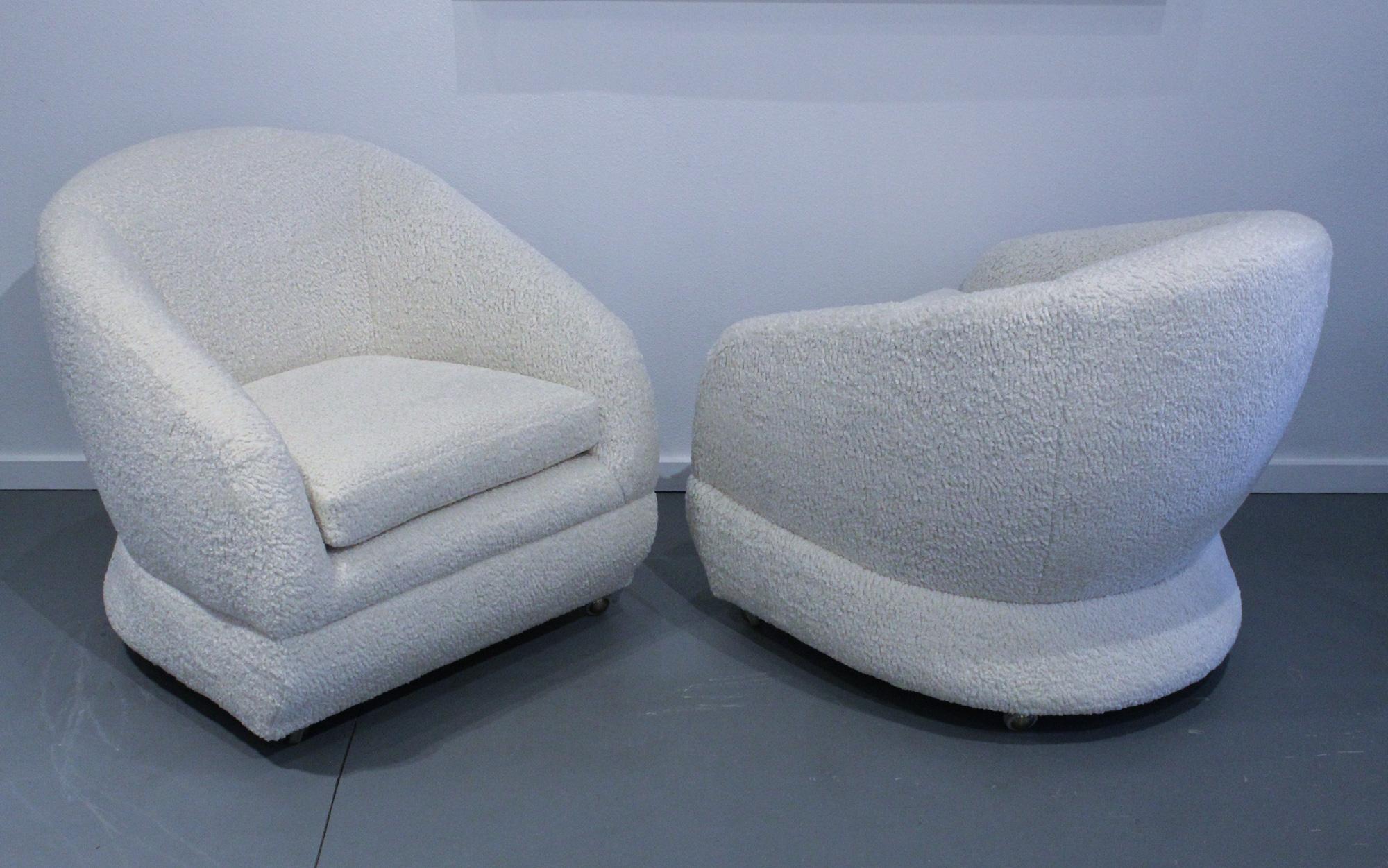 Sculptural 1970s  Lounge Chairs in Boucle 9