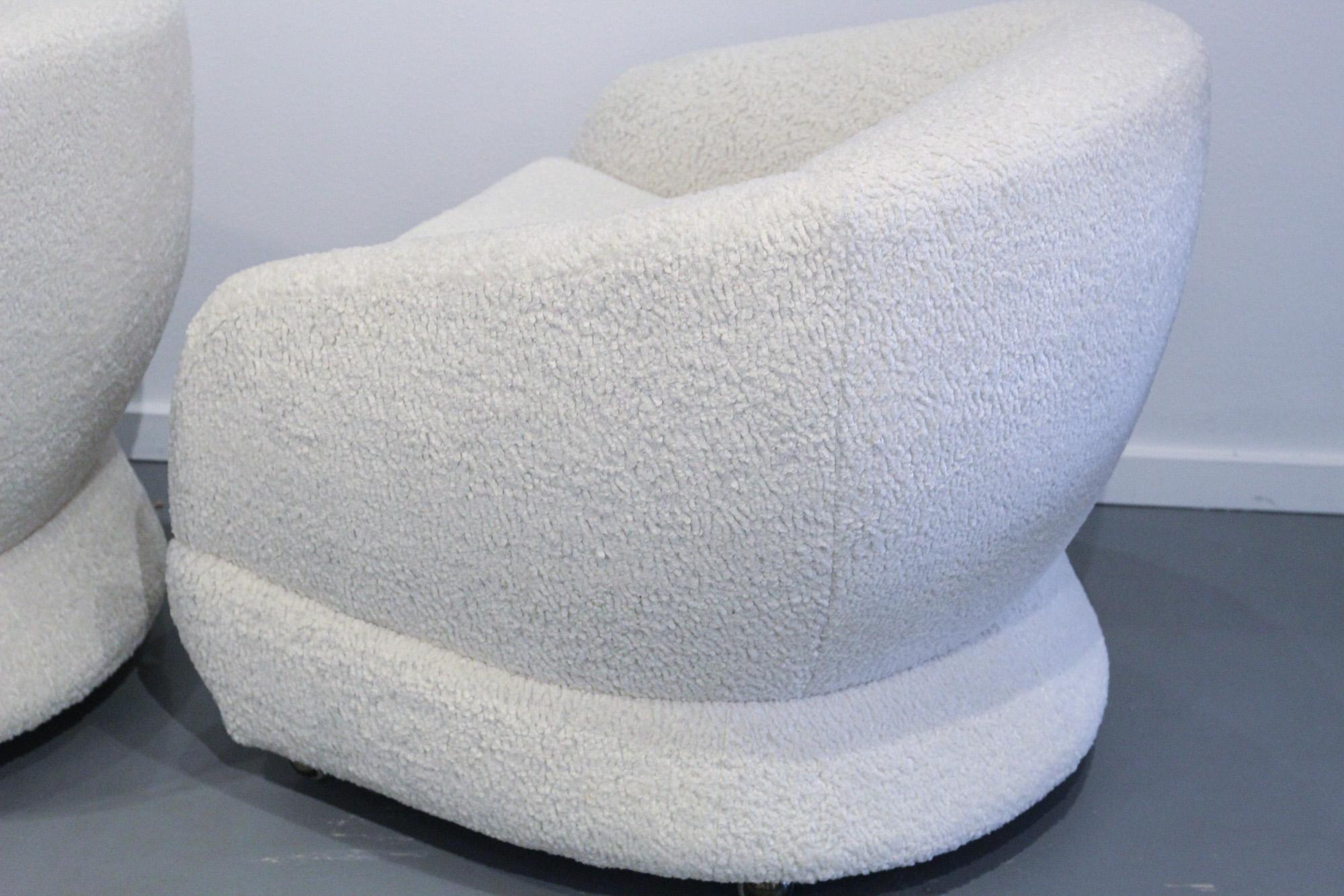 Sculptural 1970s  Lounge Chairs in Boucle 10