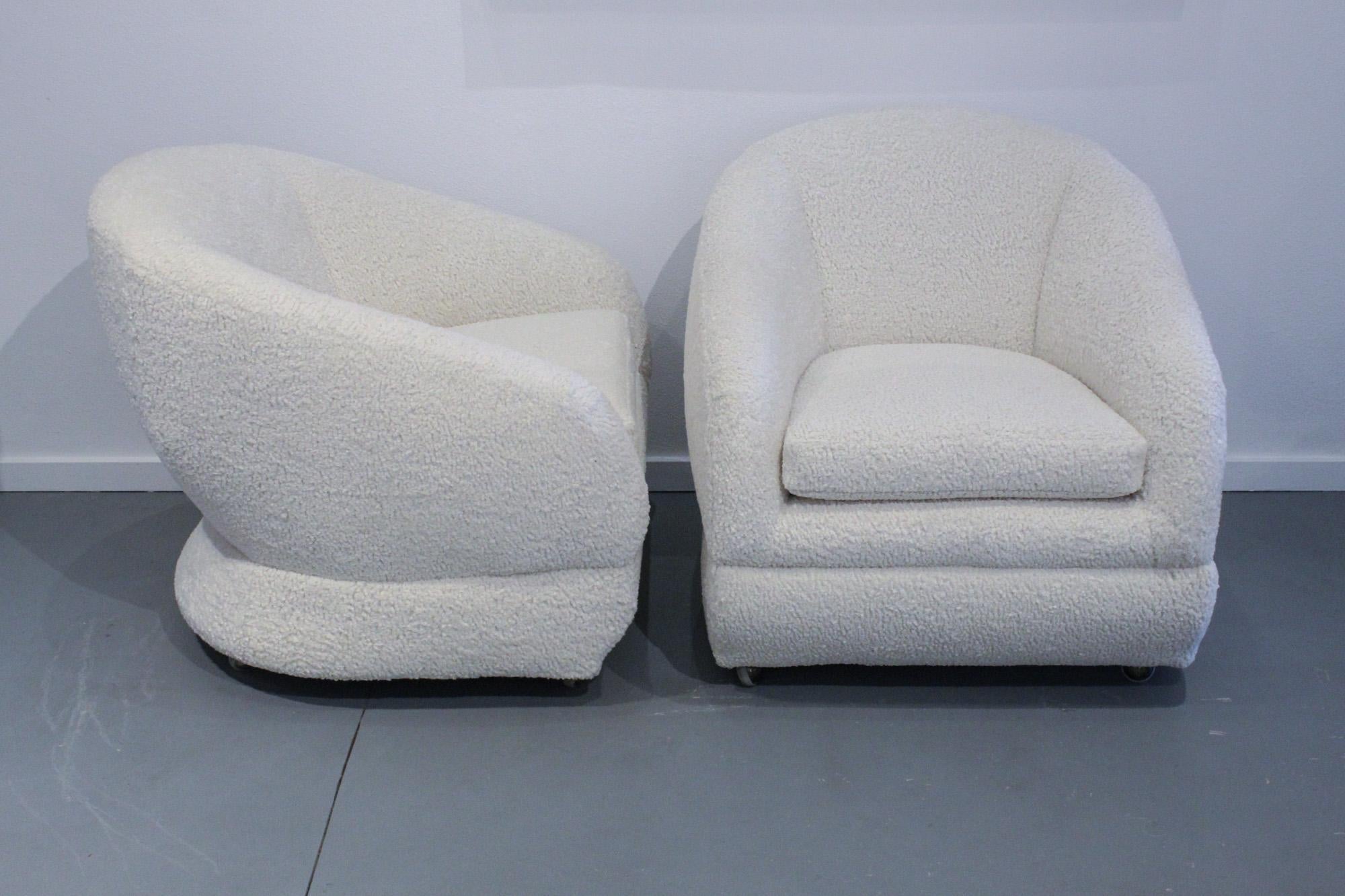 Beautiful uncommon sculptural mid century lounge chairs which have been attributed to Milo Baughman & Lou Hodges but we are uncertain of the Designer / Maker which is much more exciting for us. Chairs are in excellent vintage condition and have been