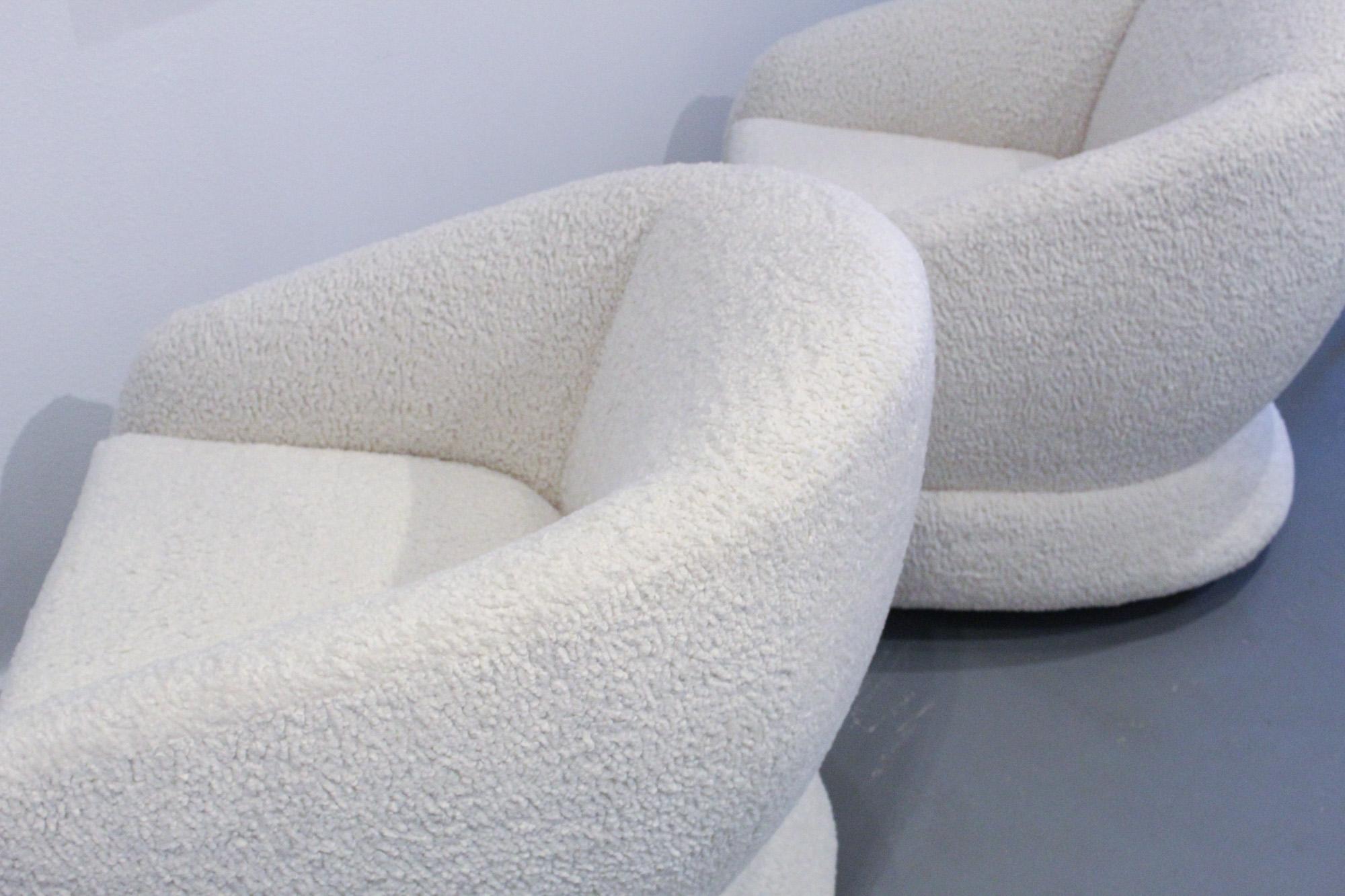American Sculptural 1970s  Lounge Chairs in Boucle