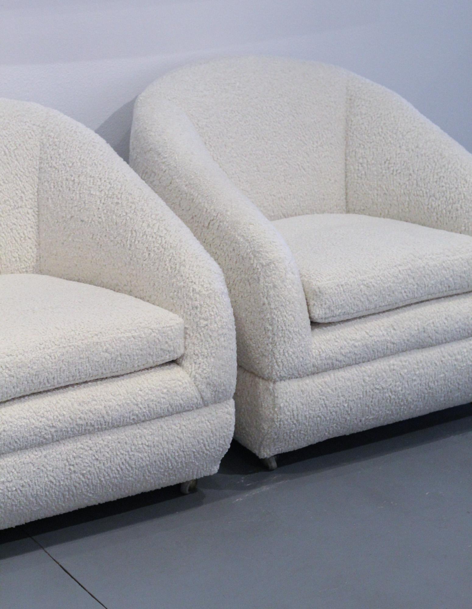 20th Century Sculptural 1970s  Lounge Chairs in Boucle