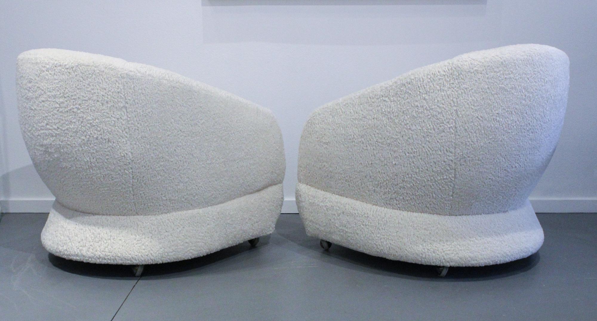 Bouclé Sculptural 1970s  Lounge Chairs in Boucle