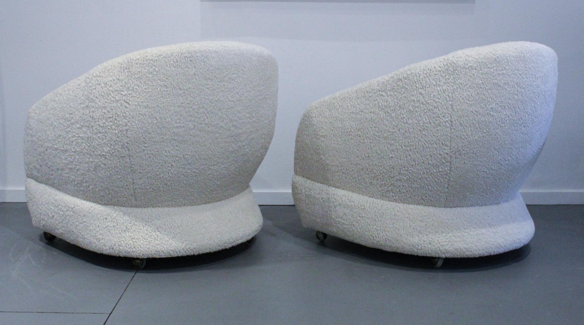 Sculptural 1970s  Lounge Chairs in Boucle 1