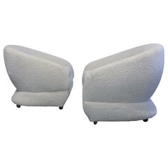 Sculptural 1970s  Lounge Chairs in Boucle