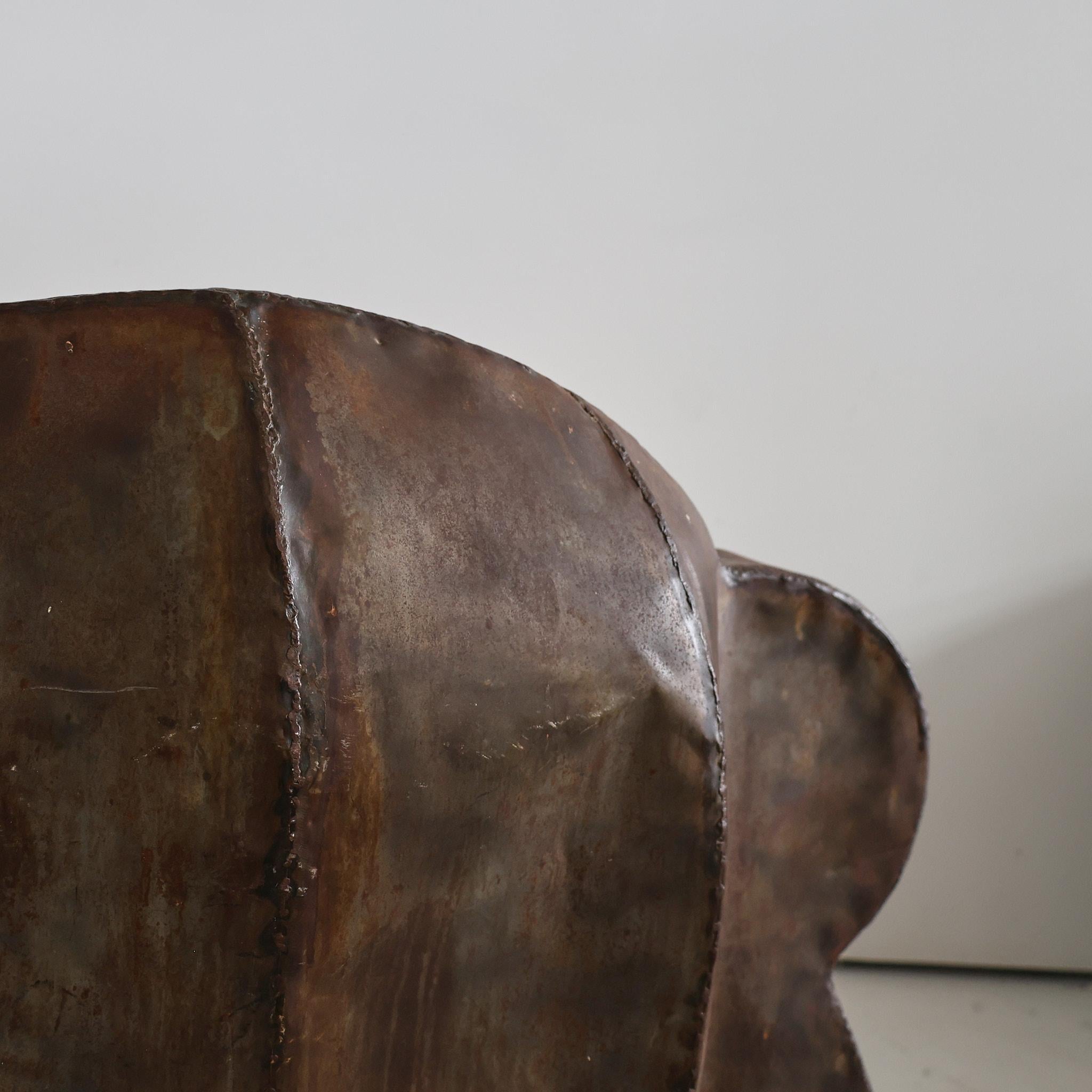 Sculptural 1970s Oversized Metal Club Chair For Sale 2
