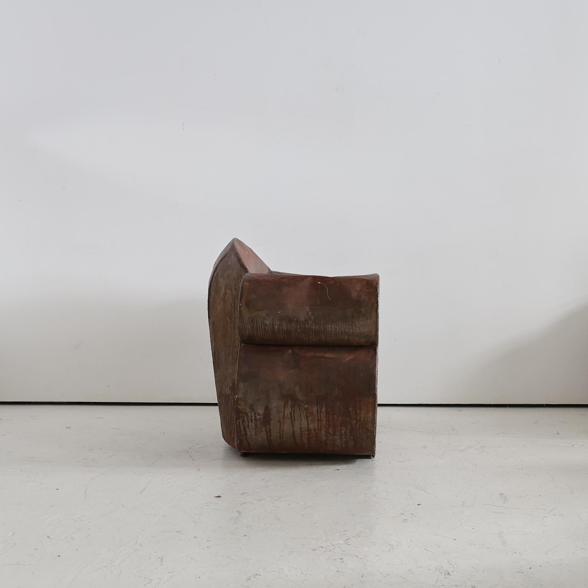 English Sculptural 1970s Oversized Metal Club Chair For Sale