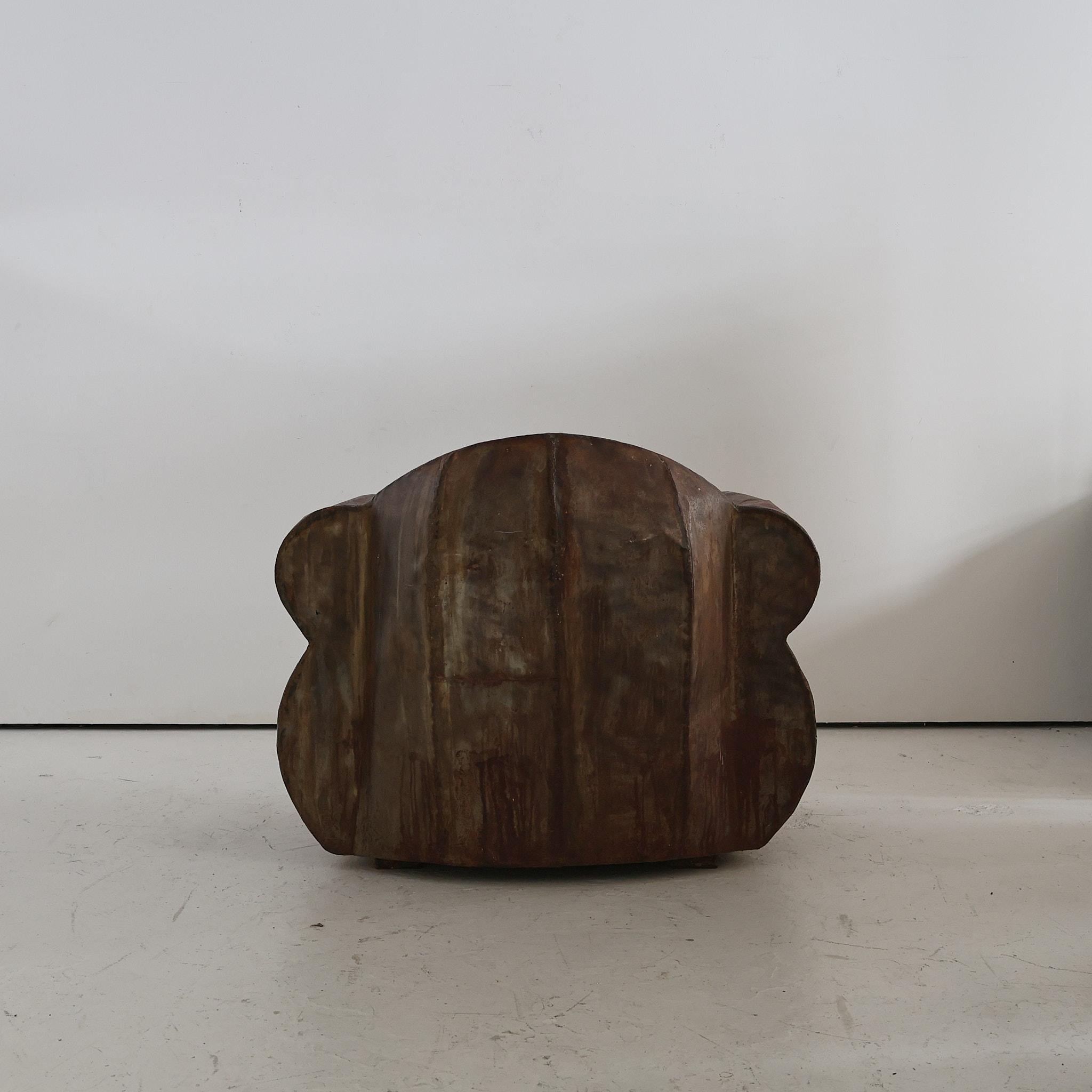 Late 20th Century Sculptural 1970s Oversized Metal Club Chair For Sale