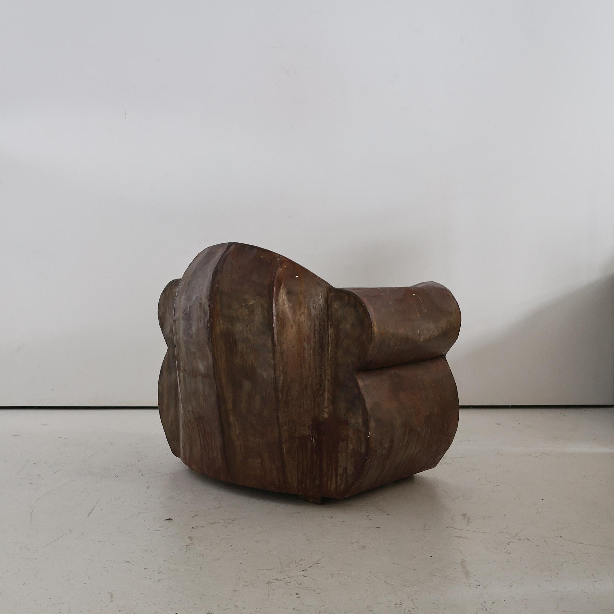 Steel Sculptural 1970s Oversized Metal Club Chair For Sale