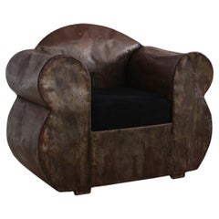 Fauteuil club sculptural surdimensionné en métal des années 1970