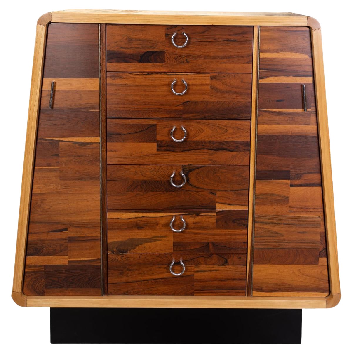 Sculptural 1970s Rosewood & Maple Highboy