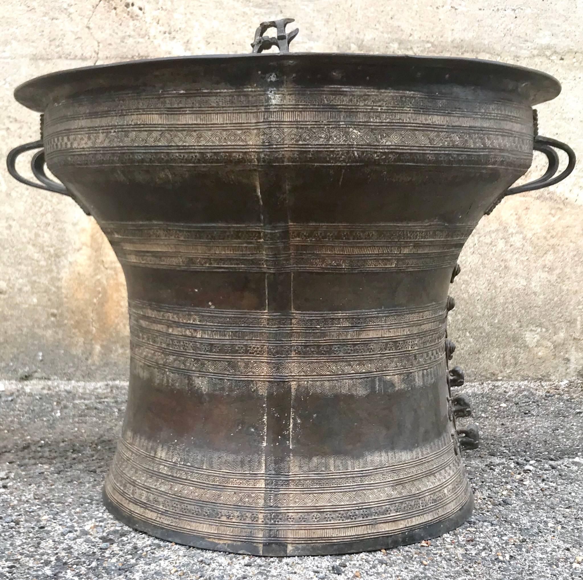 Sculptural 19th Century Thai Bronze Rain Drum Table  In Excellent Condition In Washington, DC