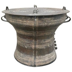 Sculptural 19th Century Thai Bronze Rain Drum Table