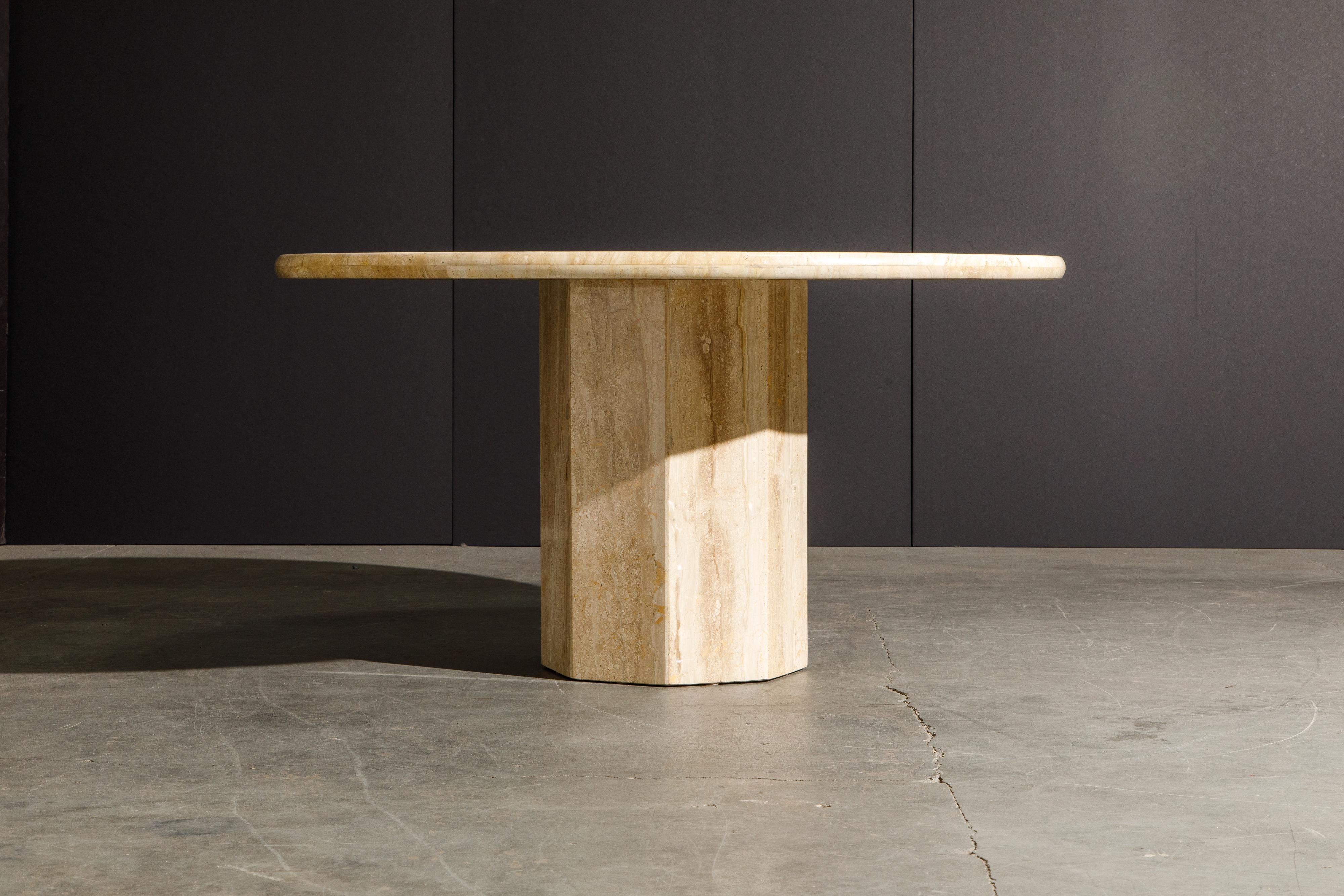 Such a stunning and large sized Travertine dining table, circa 1980s, and is a large 55