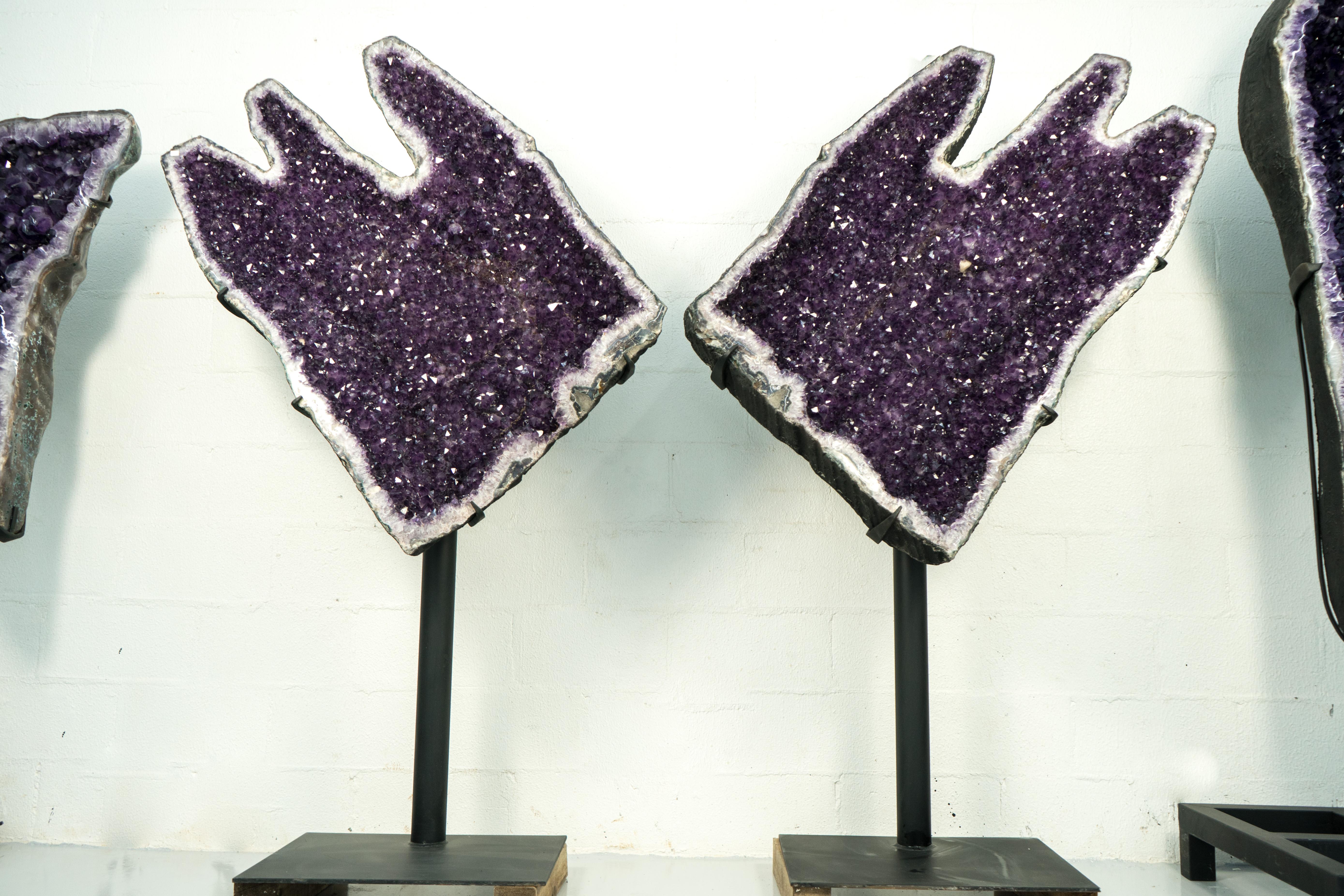 Sculptural 7 Ft Tall Giant Amethyst Geodes with High-Grade Deep Purple Amethyst For Sale 3