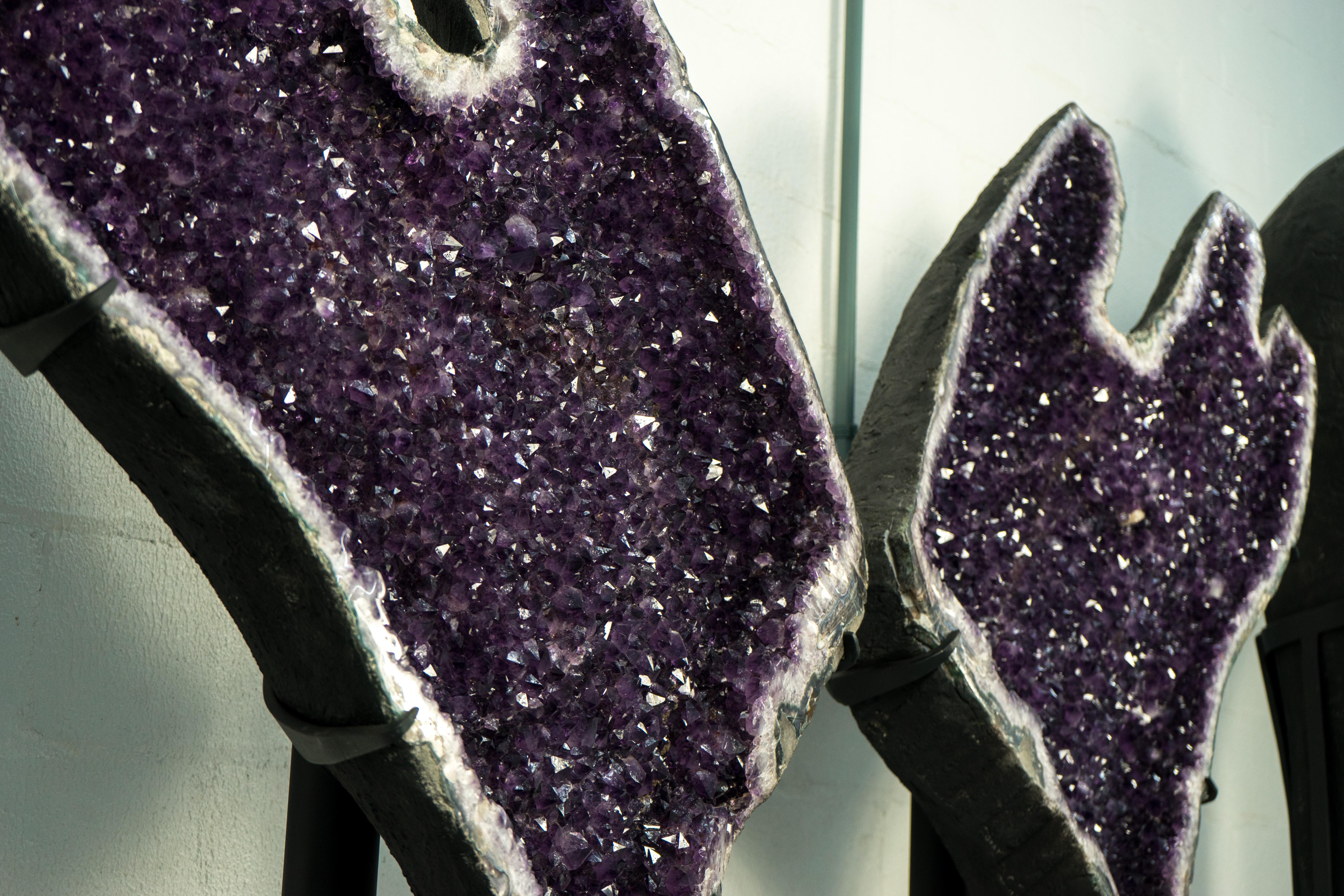 Sculptural 7 Ft Tall Giant Amethyst Geodes with High-Grade Deep Purple Amethyst For Sale 5