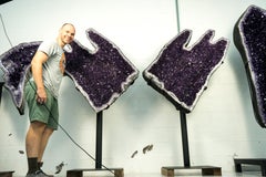 Sculptural 7 Ft Tall Giant Amethyst Geodes with High-Grade Deep Purple Amethyst