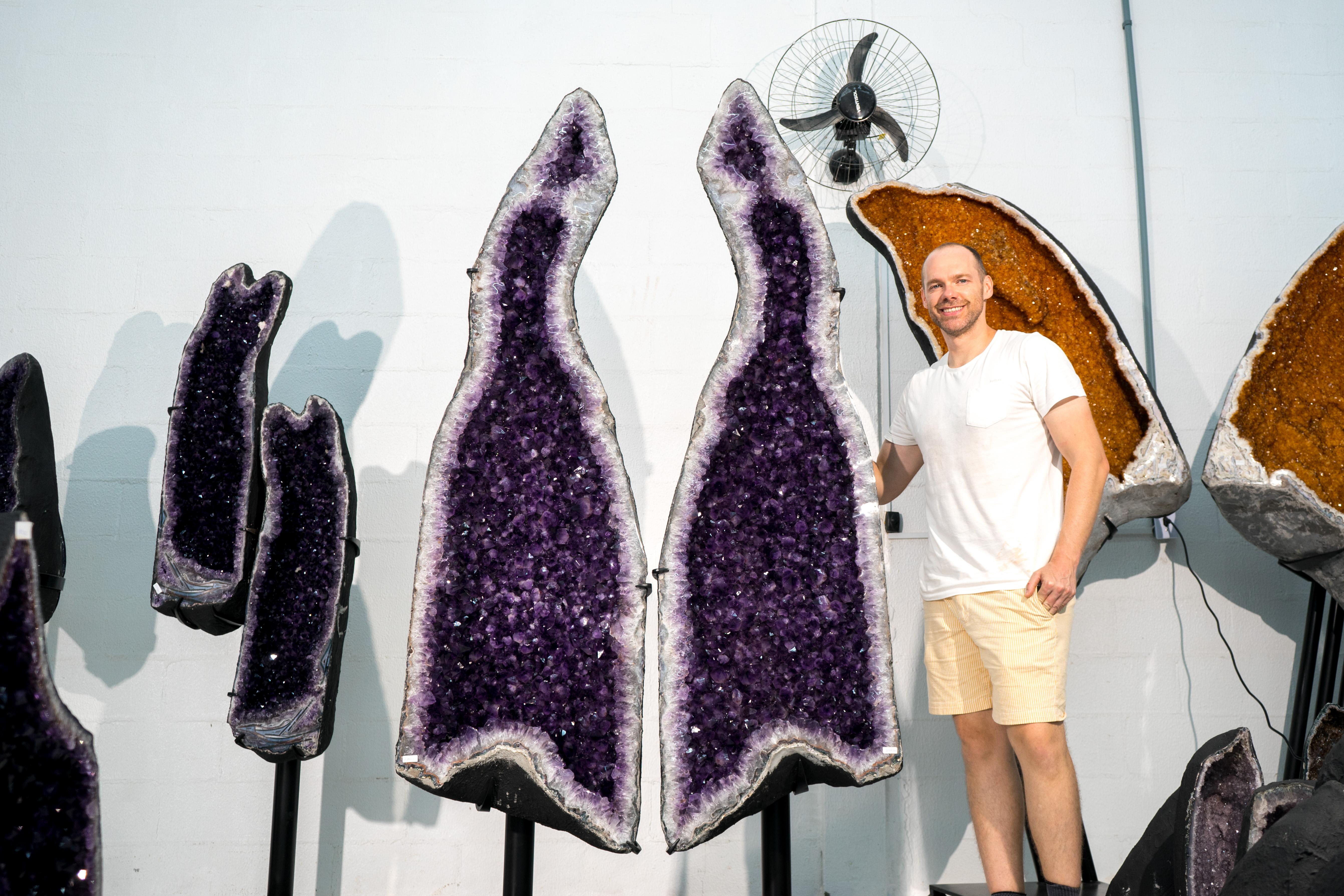 Geodi di ametista scultorei alti 9 piedi, Druzy di ametista viola scuro Nature X-Large in vendita 4