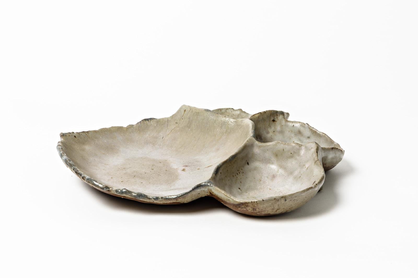 Mid-Century Modern Sculptural Abstract Ceramic Plate or Wall Decoration by C.Mathieu French Art