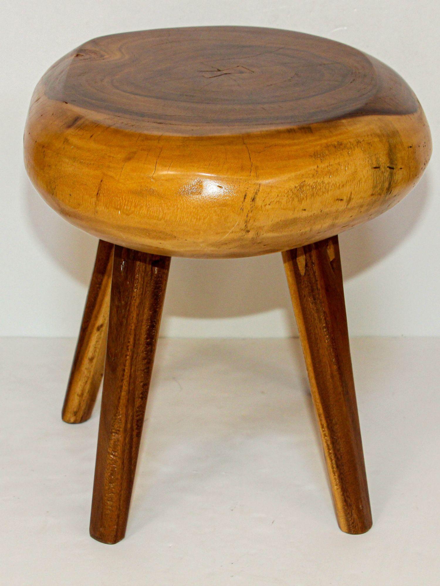 Sculptural Accent Side Table Hand Crafted Wabi Sabi Organic Mango Wood For Sale 8