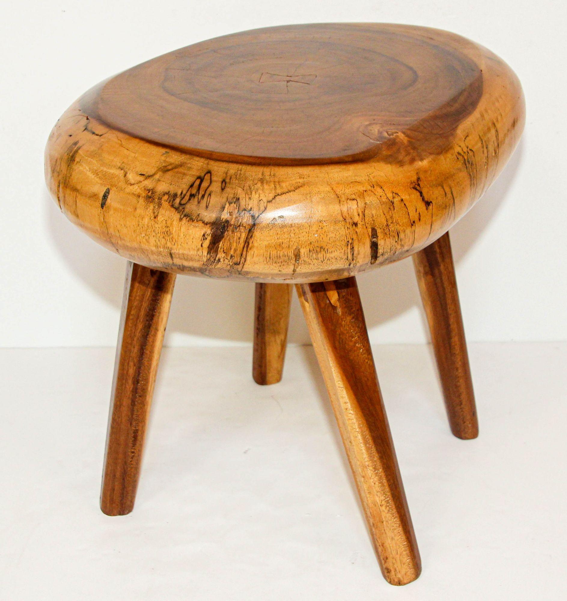 Sculptural Accent Side Table Hand Crafted Wabi Sabi Organic Mango Wood For Sale 13